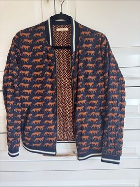 Scotch & Soda Navy Jacket with Orange Leopard Print